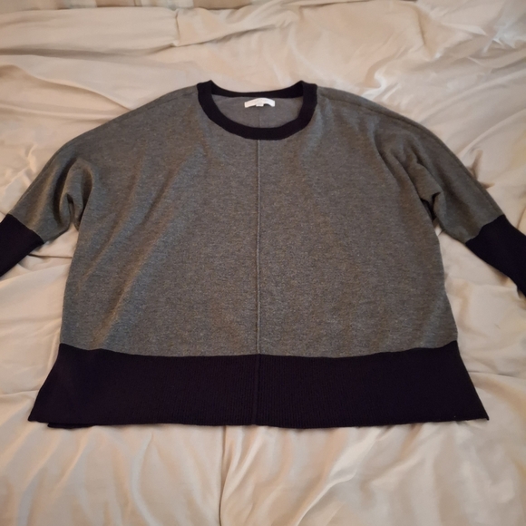 New Directions Women's Charcoal and Black Sweater Top - Picture 3 of 7